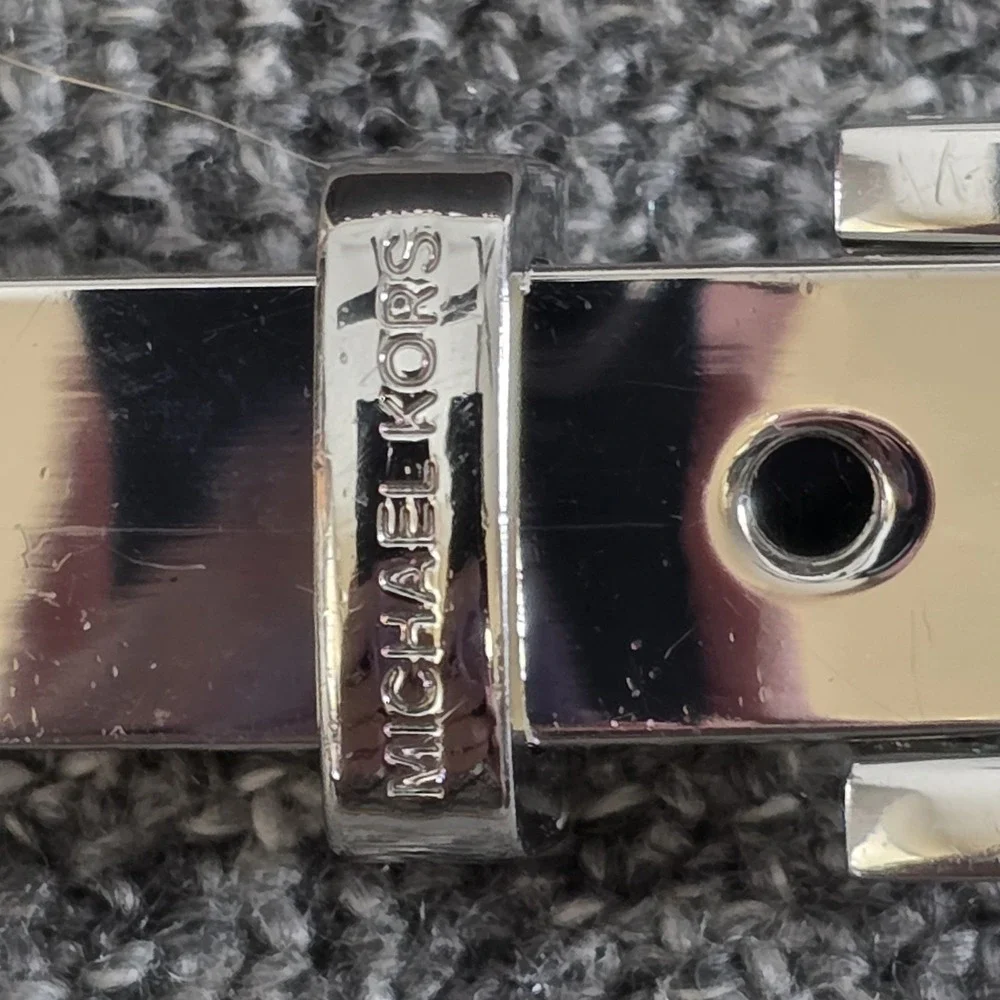 Michael Kors Womens Brown Leather Skinny Belt Silver Buckle XS 30
